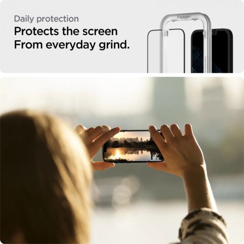 Szkło hartowane Spigen ALM Glass FC na iPhone 13 / 13 Pro / 14 / 16e - czarne 2 szt. Szkło hartowane Spigen ALM Glass FC na iPhone 13 / 13 Pro / 14 / 16e - czarne 2 szt.