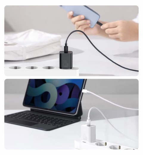 Baseus Super Si 1C szybka ładowarka USB Typ C 20 W Power Delivery biały (CCSUP-B02) Baseus Super Si 1C szybka ładowarka USB Typ C 20 W Power Delivery biały (CCSUP-B02)