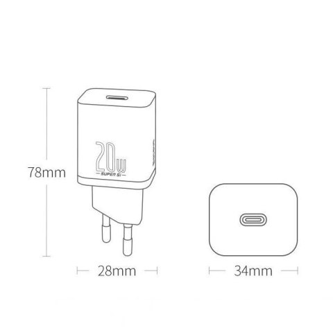 Baseus Super Si 1C szybka ładowarka USB Typ C 20 W Power Delivery biały (CCSUP-B02) Baseus Super Si 1C szybka ładowarka USB Typ C 20 W Power Delivery biały (CCSUP-B02)