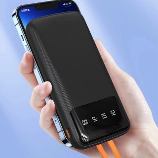 Dudao K6Pro uniwersalny powerbank 10000mAh z kablem USB, USB Typ C, Lightning czarny (K6Pro-black)