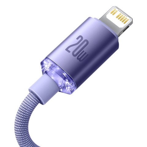 Kabel Baseus CAJY000305 Lightning - USB-C PD 20W 480Mb/s 2m - fioletowy Kabel Baseus CAJY000305 Lightning - USB-C PD 20W 480Mb/s 2m - fioletowy
