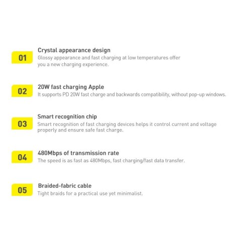 Kabel Baseus CAJY000305 Lightning - USB-C PD 20W 480Mb/s 2m - fioletowy Kabel Baseus CAJY000305 Lightning - USB-C PD 20W 480Mb/s 2m - fioletowy