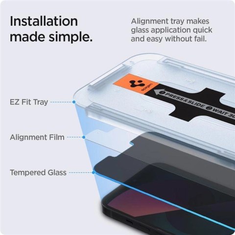 Szkło hartowane Spigen Glas.tR EZ Fit Privacy na iPhone 13 / 13 Pro / 14 / 16e - 2 szt.