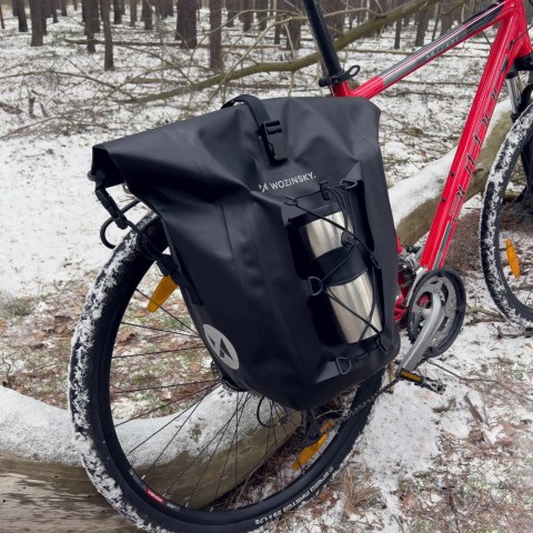 Wozinsky wodoodporna torba rowerowa sakwa na bagażnik 25l czarny (WBB24BK)