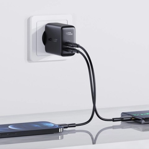 Acefast ładowarka sieciowa 2x USB Typ C 40W, PPS, PD, QC 3.0, AFC, FCP czarny (A9 black) Acefast ładowarka sieciowa 2x USB Typ C 40W, PPS, PD, QC 3.0, AFC, FCP czarny (A9 black)