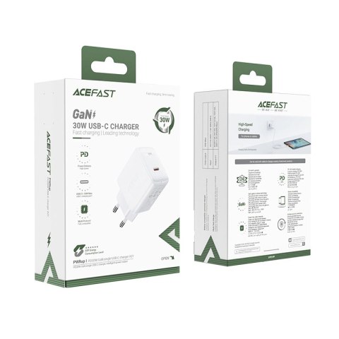 Acefast ładowarka sieciowa GaN USB Typ C 30W, PD, QC 3.0, AFC, FCP biały (A21 white) Acefast ładowarka sieciowa GaN USB Typ C 30W, PD, QC 3.0, AFC, FCP biały (A21 white)
