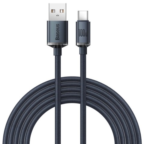 Baseus Crystal Shine Series kabel przewód USB do szybkiego ładowania i transferu danych USB Typ A - USB Typ C 100W 2m czarny (CA