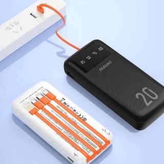 Dudao pojemny powerbank z 3 wbudowanymi kablami 20000mAh USB Typ C + micro USB + Lightning czarny (Dudao K6Pro+)