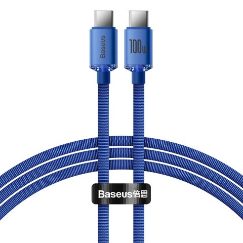 Kabel Baseus CAJY000603 USB-C - USB-C PD 100W 5A 480Mb/s 1,2m - niebieski Kabel Baseus CAJY000603 USB-C - USB-C PD 100W 5A 480Mb/s 1,2m - niebieski