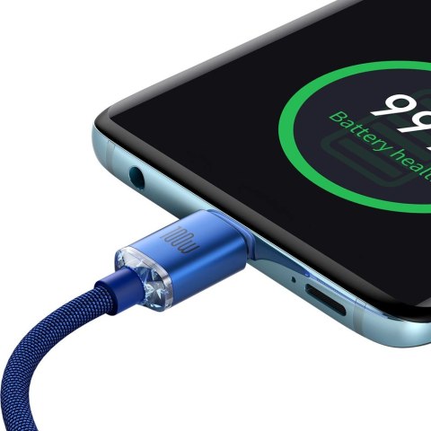 Kabel Baseus CAJY000603 USB-C - USB-C PD 100W 5A 480Mb/s 1,2m - niebieski Kabel Baseus CAJY000603 USB-C - USB-C PD 100W 5A 480Mb/s 1,2m - niebieski