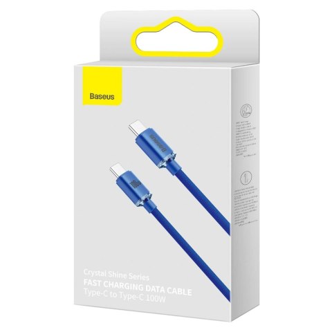 Kabel Baseus CAJY000603 USB-C - USB-C PD 100W 5A 480Mb/s 1,2m - niebieski Kabel Baseus CAJY000603 USB-C - USB-C PD 100W 5A 480Mb/s 1,2m - niebieski