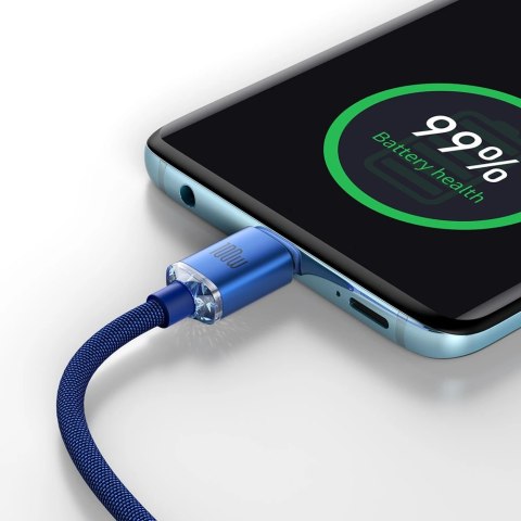 Kabel Baseus CAJY000603 USB-C - USB-C PD 100W 5A 480Mb/s 1,2m - niebieski Kabel Baseus CAJY000603 USB-C - USB-C PD 100W 5A 480Mb/s 1,2m - niebieski