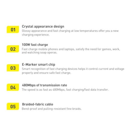 Kabel Baseus CAJY000705 USB-C - USB-C PD QC 100W 5A 480Mb/s 2m - fioletowy Kabel Baseus CAJY000705 USB-C - USB-C PD QC 100W 5A 480Mb/s 2m - fioletowy