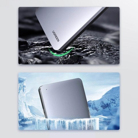 Kieszeń Ugreen CM300 70498 na dysk twardy 2,5'' SATA 3.0 6Gbps - szary + kabel USB-C - USB-A 0.5m