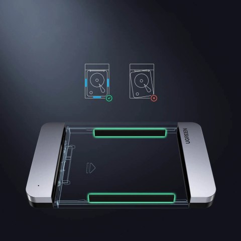 Kieszeń Ugreen CM300 70498 na dysk twardy 2,5'' SATA 3.0 6Gbps - szary + kabel USB-C - USB-A 0.5m