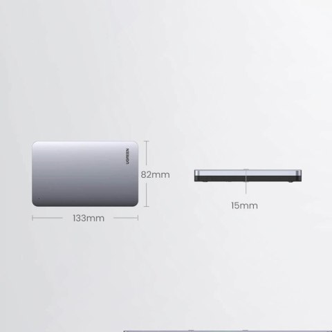 Kieszeń Ugreen CM300 70498 na dysk twardy 2,5'' SATA 3.0 6Gbps - szary + kabel USB-C - USB-A 0.5m
