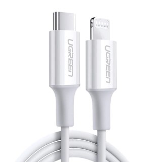 Ugreen kabel przewód MFi USB Typ C - Lightning 20W 3A 0.25 m biały (US171)