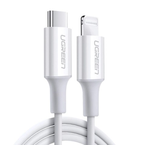 Ugreen kabel przewód MFi USB Typ C - Lightning 20W 3A 0.25 m biały (US171)
