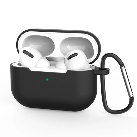Etui do AirPods Pro silikonowy miękki pokrowiec na słuchawki + brelok karabińczyk zawieszka czarny (case D) Etui do AirPods Pro silikonowy miękki pokrowiec na słuchawki + brelok karabińczyk zawieszka czarny (case D)