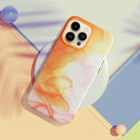 Futerał LEATHER MAG COVER kompatybilny z MagSafe do IPHONE 12 Pro orange splash Futerał LEATHER MAG COVER kompatybilny z MagSafe do IPHONE 12 Pro orange splash