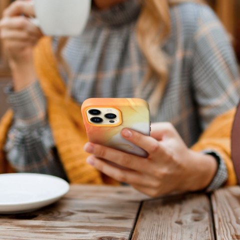 Futerał LEATHER MAG COVER kompatybilny z MagSafe do IPHONE 13 Pro Max orange splash Futerał LEATHER MAG COVER kompatybilny z MagSafe do IPHONE 13 Pro Max orange splash