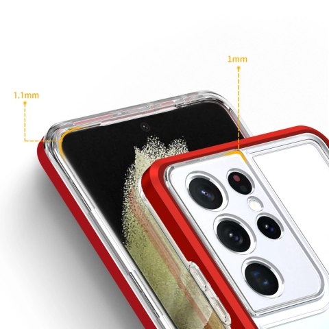 Clear 3in1 etui do Samsung Galaxy S21 Ultra 5G żelowy pokrowiec z ramką czerwony Clear 3in1 etui do Samsung Galaxy S21 Ultra 5G żelowy pokrowiec z ramką czerwony