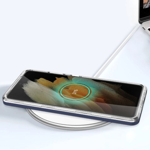 Clear 3in1 etui do Samsung Galaxy S21 Ultra 5G żelowy pokrowiec z ramką niebieski Clear 3in1 etui do Samsung Galaxy S21 Ultra 5G żelowy pokrowiec z ramką niebieski