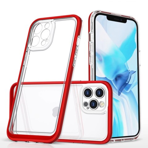 Clear 3in1 etui do iPhone 12 Pro Max żelowy pokrowiec z ramką czerwony Clear 3in1 etui do iPhone 12 Pro Max żelowy pokrowiec z ramką czerwony