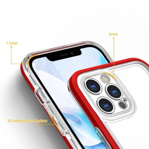 Clear 3in1 etui do iPhone 12 Pro Max żelowy pokrowiec z ramką czerwony Clear 3in1 etui do iPhone 12 Pro Max żelowy pokrowiec z ramką czerwony