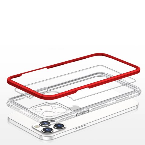 Clear 3in1 etui do iPhone 12 Pro Max żelowy pokrowiec z ramką czerwony Clear 3in1 etui do iPhone 12 Pro Max żelowy pokrowiec z ramką czerwony