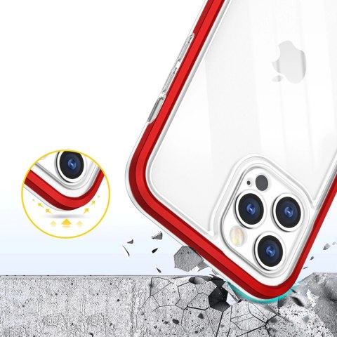 Clear 3in1 etui do iPhone 12 Pro Max żelowy pokrowiec z ramką czerwony Clear 3in1 etui do iPhone 12 Pro Max żelowy pokrowiec z ramką czerwony