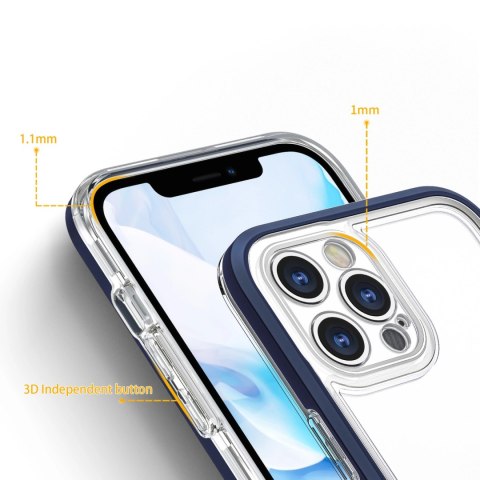 Clear 3in1 etui do iPhone 12 Pro Max żelowy pokrowiec z ramką niebieski Clear 3in1 etui do iPhone 12 Pro Max żelowy pokrowiec z ramką niebieski