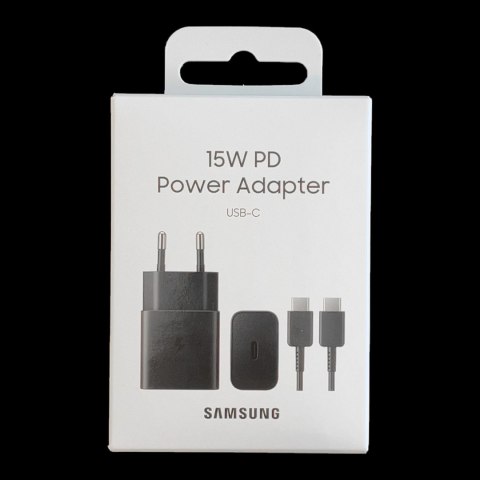 Ładowarka sieciowa Samsung EP-T1510XBEGEU 15W PD USB-C AFC z kablem USB-C - czarna Ładowarka sieciowa Samsung EP-T1510XBEGEU 15W PD USB-C AFC z kablem USB-C - czarna