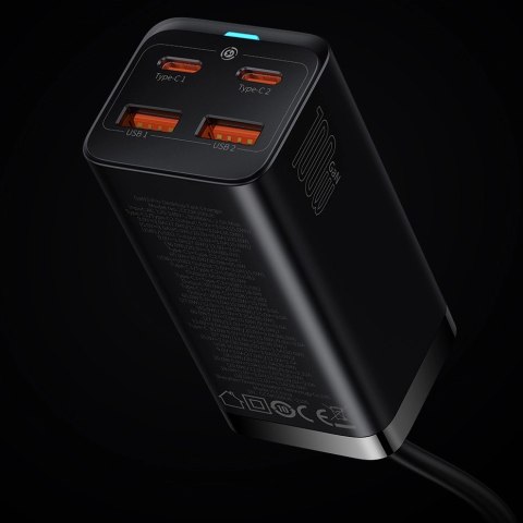 Baseus GaN3 Pro szybka uniwersalna ładowarka sieciowa GaN 2 x USB Typ C / 2x USB 100W PD3.0, QC4.0+, AFC czarny (CCGP000101) Baseus GaN3 Pro szybka uniwersalna ładowarka sieciowa GaN 2 x USB Typ C / 2x USB 100W PD3.0, QC4.0+, AFC czarny (CCGP000101)