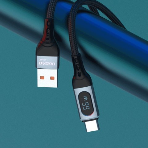 Kabel Dudao L7Max USB - USB Typ C szybkie ładowanie PD 66W 1m z wyświetlaczem - czarny