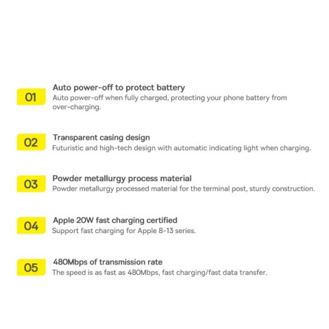 Kabel Baseus CATS000003 Lightning - USB-C 20W 480Mb/s 1m - niebieski Kabel Baseus CATS000003 Lightning - USB-C 20W 480Mb/s 1m - niebieski