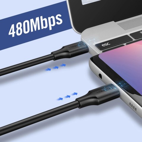 Kabel Ugreen US286 USB-C - USB-C 3A 480Mb/s 3m - czarny