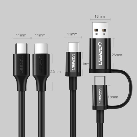 Kabel Ugreen US286 USB-C - USB-C 3A 480Mb/s 3m - czarny