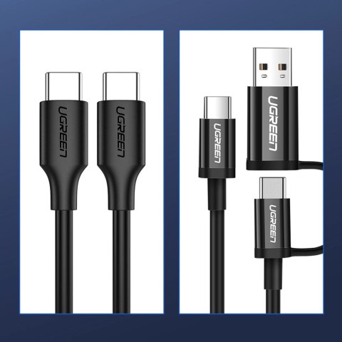 Kabel Ugreen US286 USB-C - USB-C PD QC 3A 480Mb/s 1m - czarny