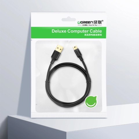 Ugreen 5-pinowy pozłacany kabel USB - mini USB 0,25m czarny (US132)