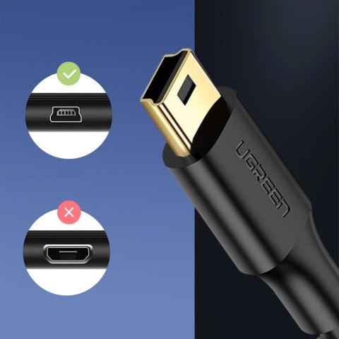 Ugreen 5-pinowy pozłacany kabel USB - mini USB 0,5m czarny (US132)