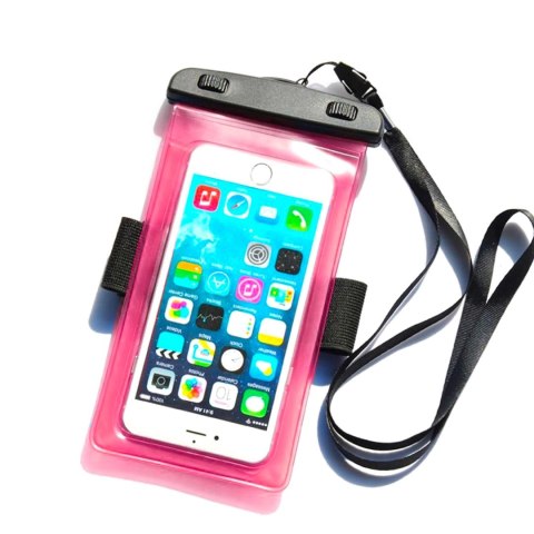 Wodoodporne etui z opaską do telefonu armband PVC - różowe Wodoodporne etui z opaską do telefonu armband PVC - różowe