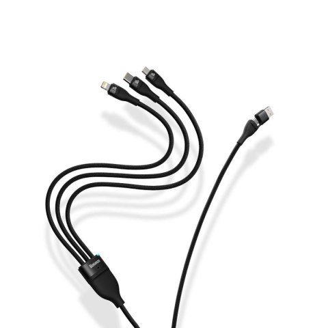 Baseus Flash Series II kabel USB Typ C / USB Typ A - USB Typ C / Lightning / micro USB 100 W 1,2 m czarny (CASS030101)