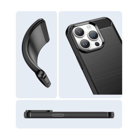 Carbon Case etui iPhone 14 Pro Max elastyczny żelowy pokrowiec na tył plecki czarny