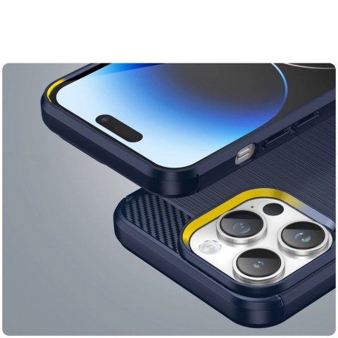Carbon Case etui iPhone 14 Pro Max elastyczny żelowy pokrowiec na tył plecki niebieski