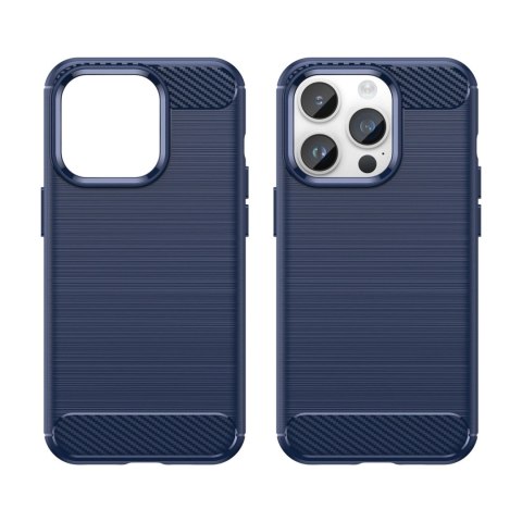 Carbon Case etui iPhone 14 Pro Max elastyczny żelowy pokrowiec na tył plecki niebieski