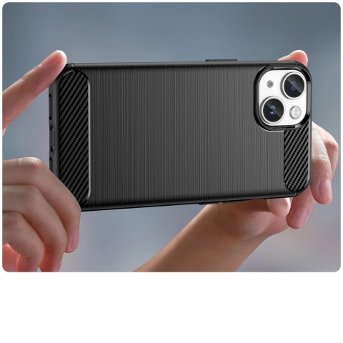 Carbon Case etui iPhone 14 elastyczny żelowy pokrowiec na tył plecki czarny