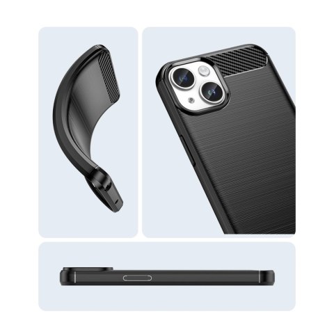 Carbon Case etui iPhone 14 elastyczny żelowy pokrowiec na tył plecki czarny