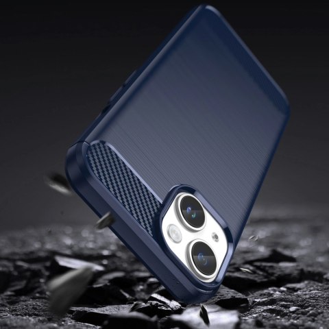 Carbon Case etui iPhone 14 elastyczny żelowy pokrowiec na tył plecki niebieski