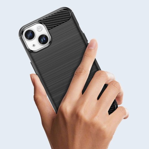 Carbon Case etui iPhone 14 elastyczny żelowy pokrowiec na tył plecki niebieski